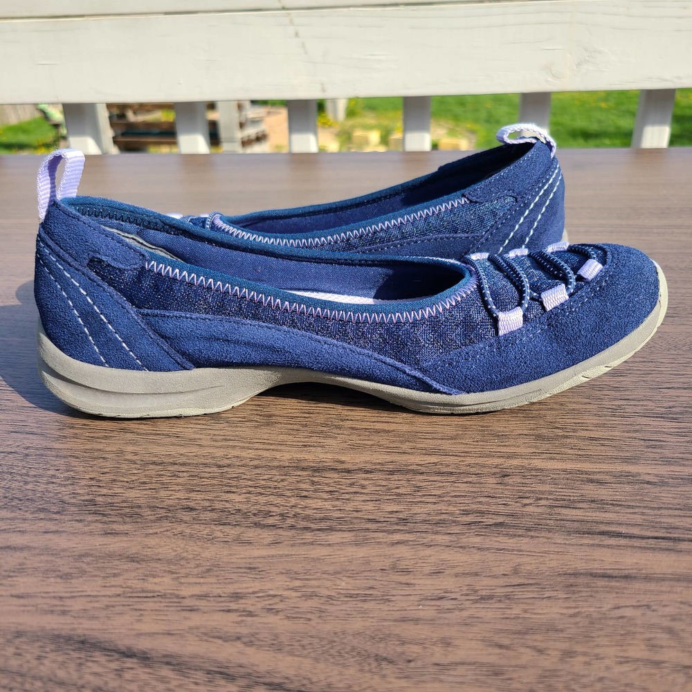 Lands' End Casual Bungee Blue Suede Slip On Shoes Women's 7B - Picture 6 of 10